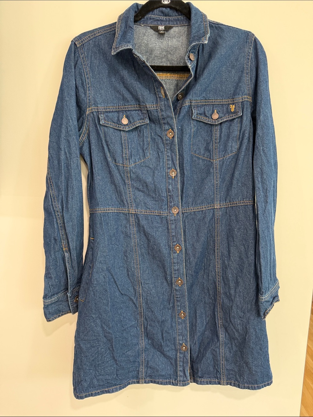 Frye Blue Denim Button-Front Mini Dress